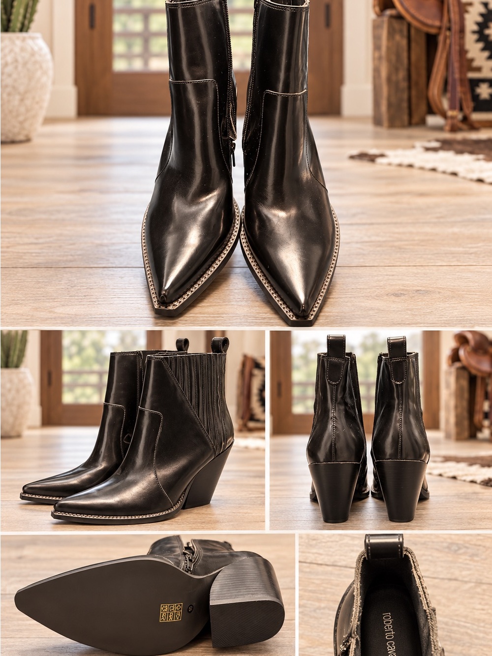 Jeffrey Cambell Black Pointed-Toe Ankle Boots